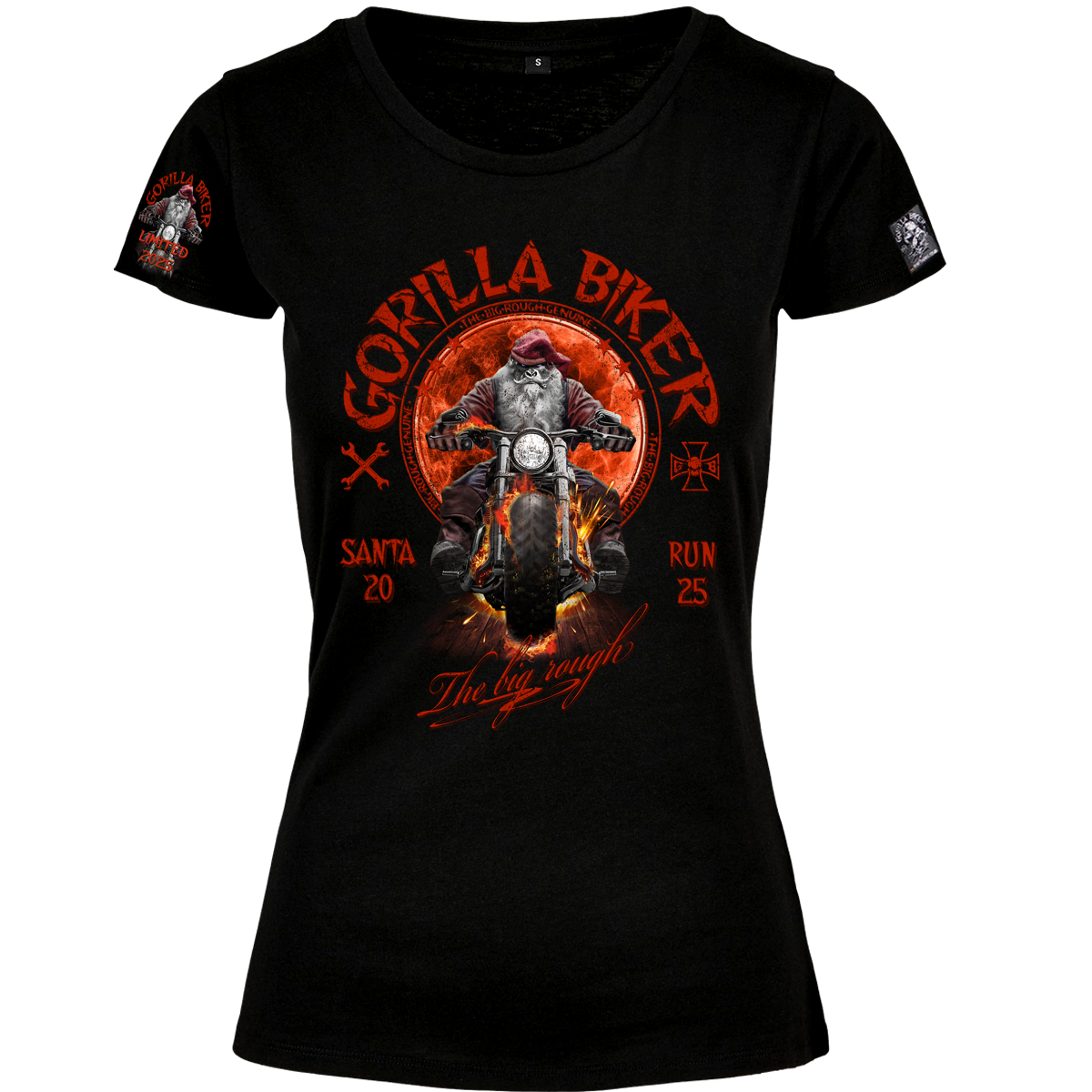 Limited Sonderdruck 2025 Damen T-Shirt ( Gorilla Biker GB87 Santa Rider )
