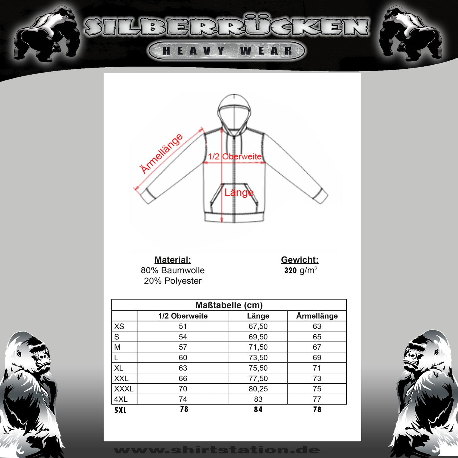 Herren Premium Kapuzenjacke ( GBGB Gorilla Biker Germany )