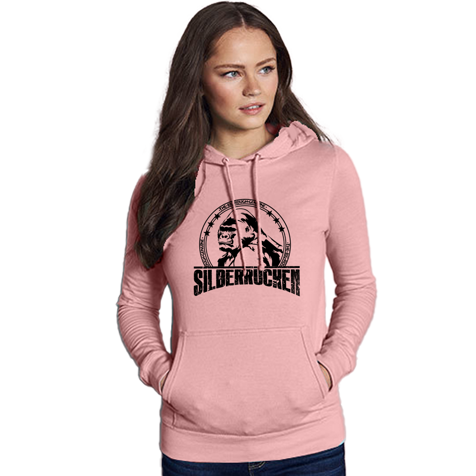 Lady Hoodie Dusty Pink ( Silberrücken SR2022F Grundmotiv )