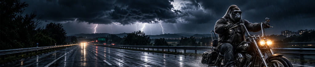 Gorilla Biker Storm Ride Night Banner
