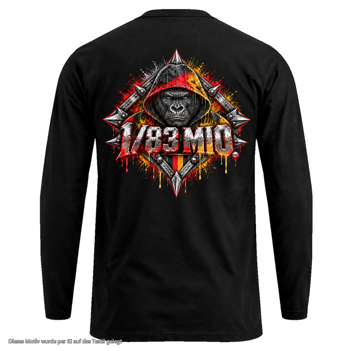 Gorilla Blood Longsleeve BL11 Einer von 83 Millionen Adler Rücken Logo