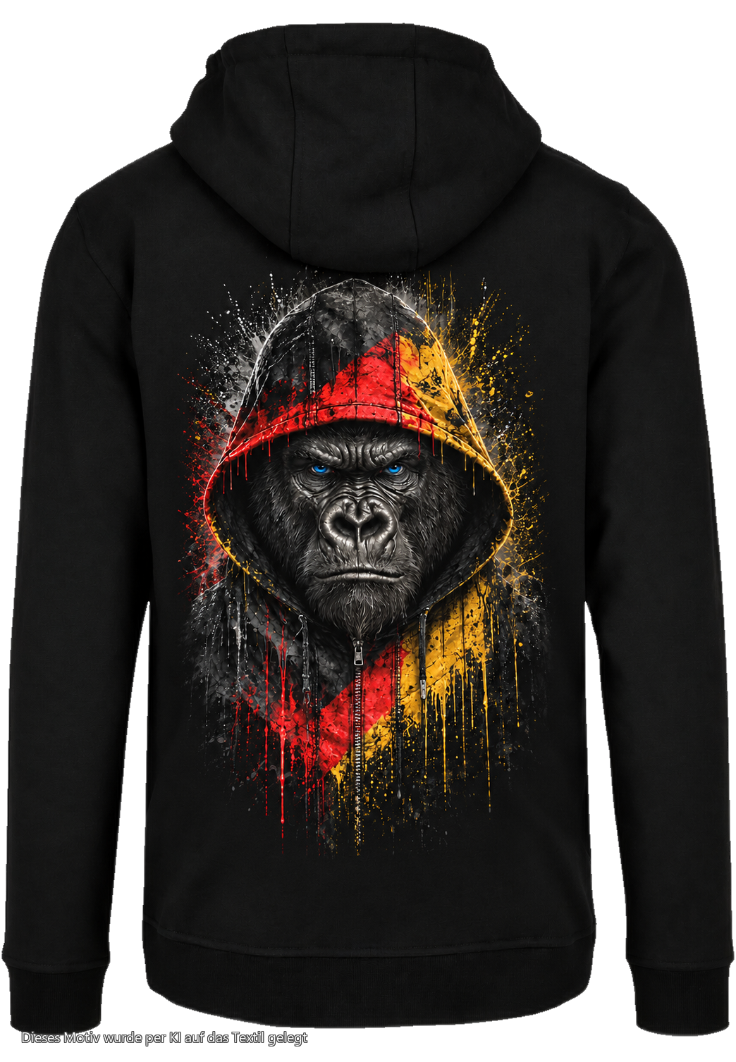 Gorilla Blood Hoodie BL7 Schwarz-Rot-Gold Rücken Motiv