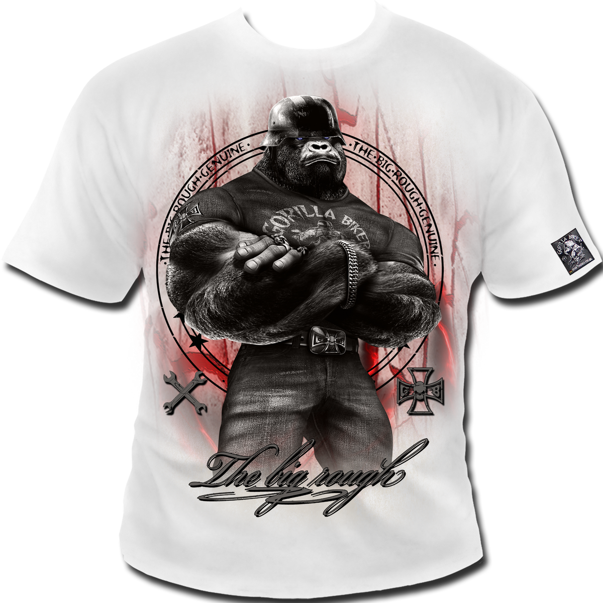 Gorilla Biker T-Shirt GB14N Crossed Arms Weiß Front