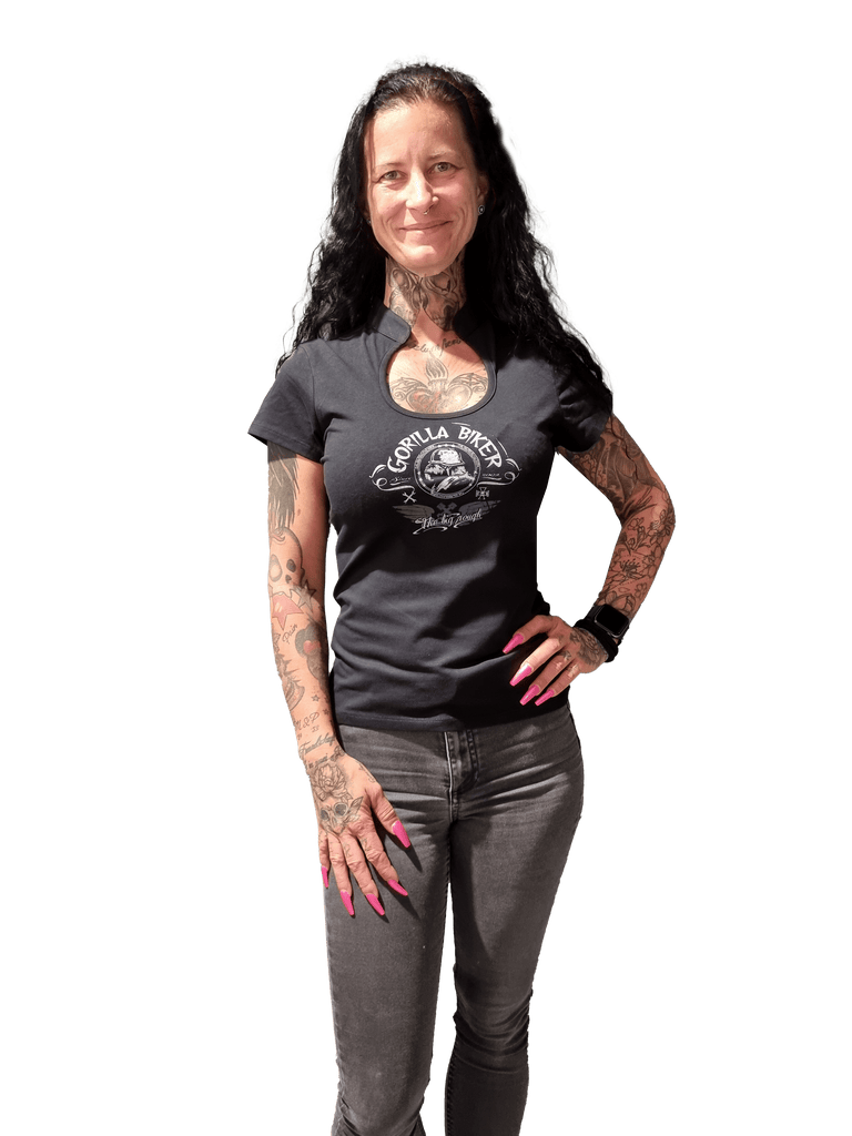 Lady Keyhole-Neck T-Shirt ( Gorilla Biker GB5SG Big Wheel )