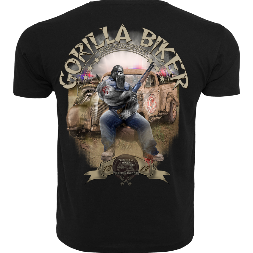 Gorilla Biker T-Shirt GB77 „Trouble“ – Backprint