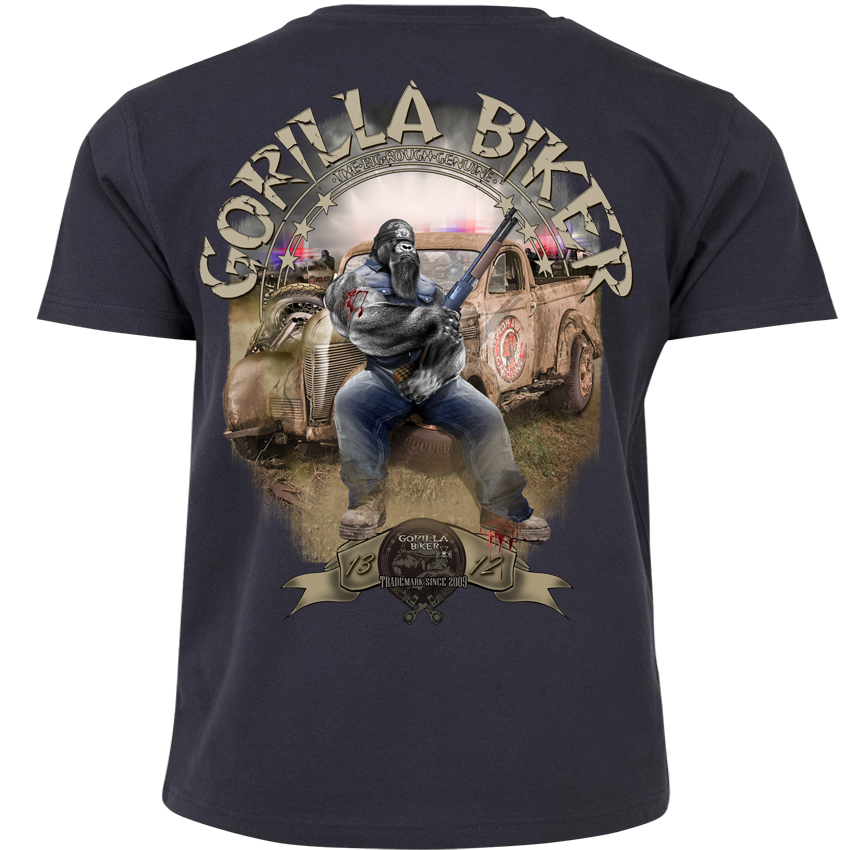 Gorilla Biker T-Shirt GB77 „Trouble“ – Backprint