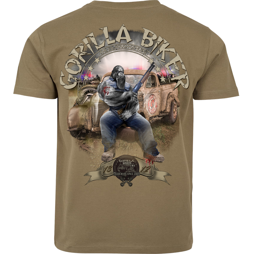 T-Shirt ( GB77 Gorilla Biker Trouble ) Backprint