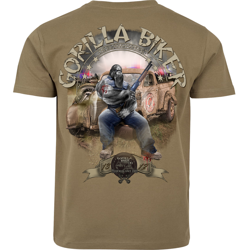 Gorilla Biker T-Shirt GB77 „Trouble“ – Backprint