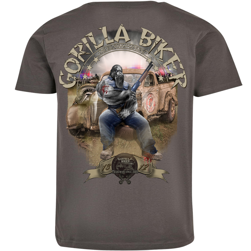 T-Shirt ( GB77 Gorilla Biker Trouble ) Backprint