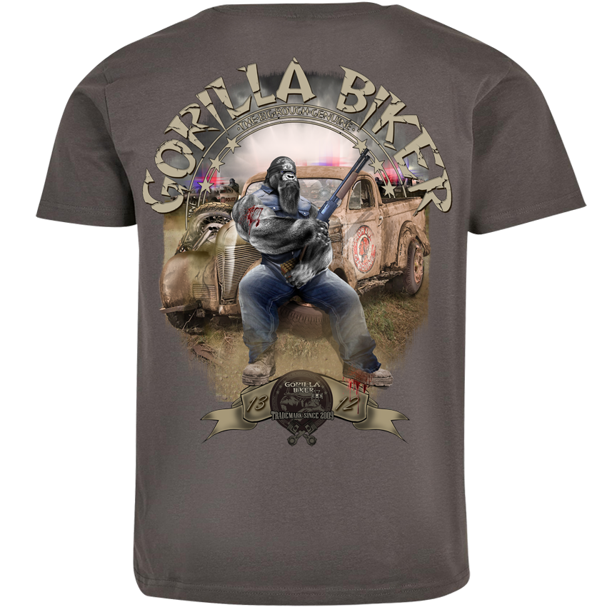Gorilla Biker T-Shirt GB77 „Trouble“ – Backprint