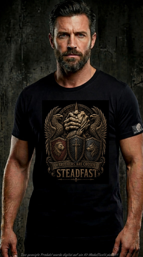Steadfast T-Shirt SF11 Brothers are Chosen Schwarz Vorderseite Wappen