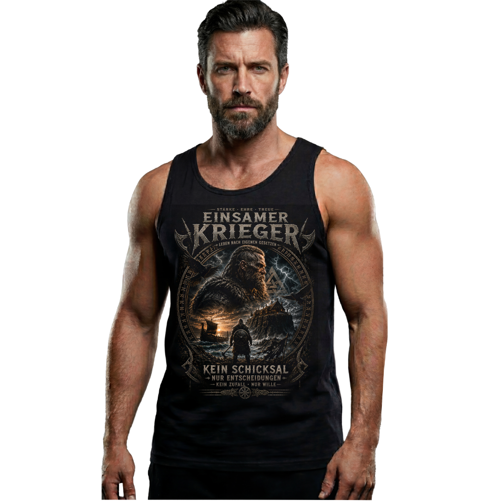 Steadfast Muskelshirt SF7 Einsamer Krieger Schwarz Frontdruck groß
