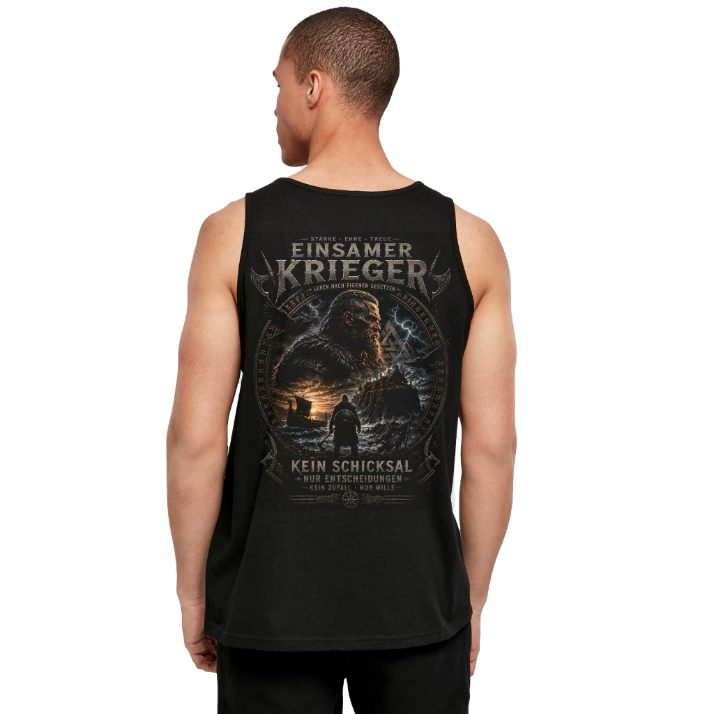 Steadfast Muskelshirt SF7 Einsamer Krieger Schwarz Rückendruck groß