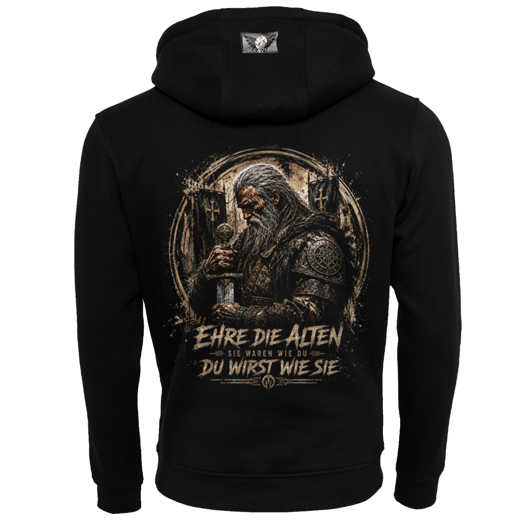 Steadfast Kapuzenjacke SF8 Ehre die Alten Schwarz Rückseite Motiv