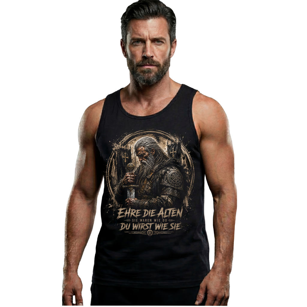 Steadfast Muskelshirt SF8 Ehre die Alten Schwarz Frontdruck groß