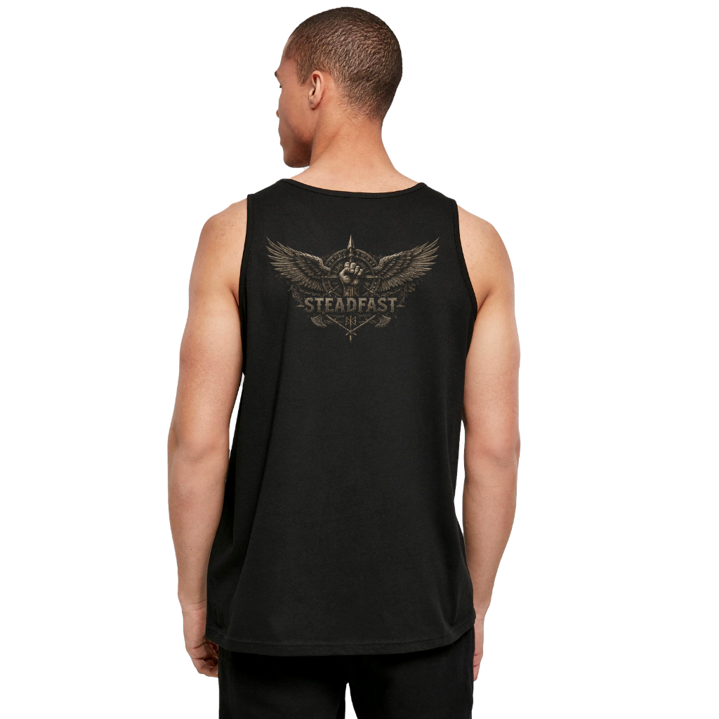 Steadfast Muskelshirt SF9 Family Is My Strength Schwarz Rückseite kleines Logo