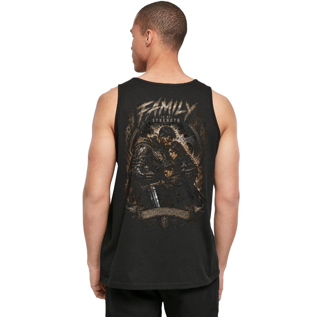 Steadfast Muskelshirt SF9 Family Is My Strength Schwarz Rückendruck groß
