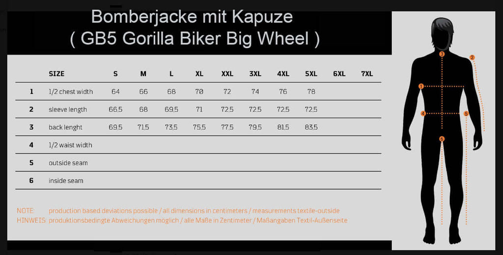 Bomberjacke mit Kapuze ( GB5 Gorilla Biker Big Wheel )