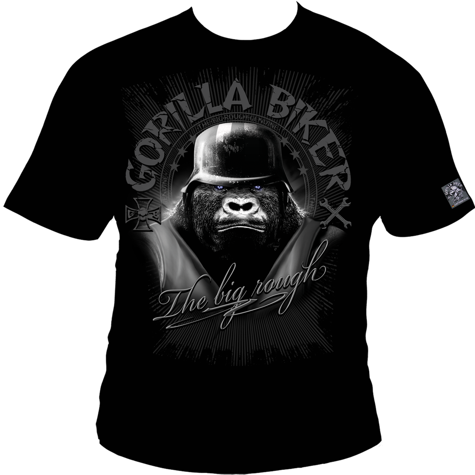 T-Shirt ( GB37F Gorilla Biker Steel Helmet ) Frontdruck