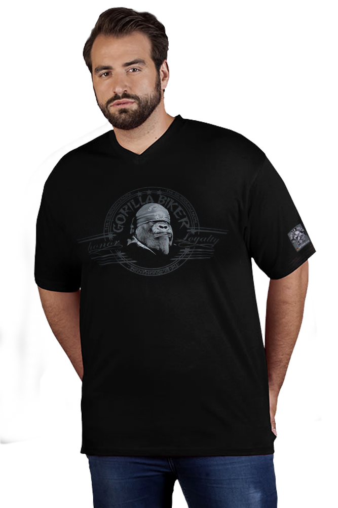 Herren V-Neck Shirt ( Gorilla Biker GB40 Big Wheel )