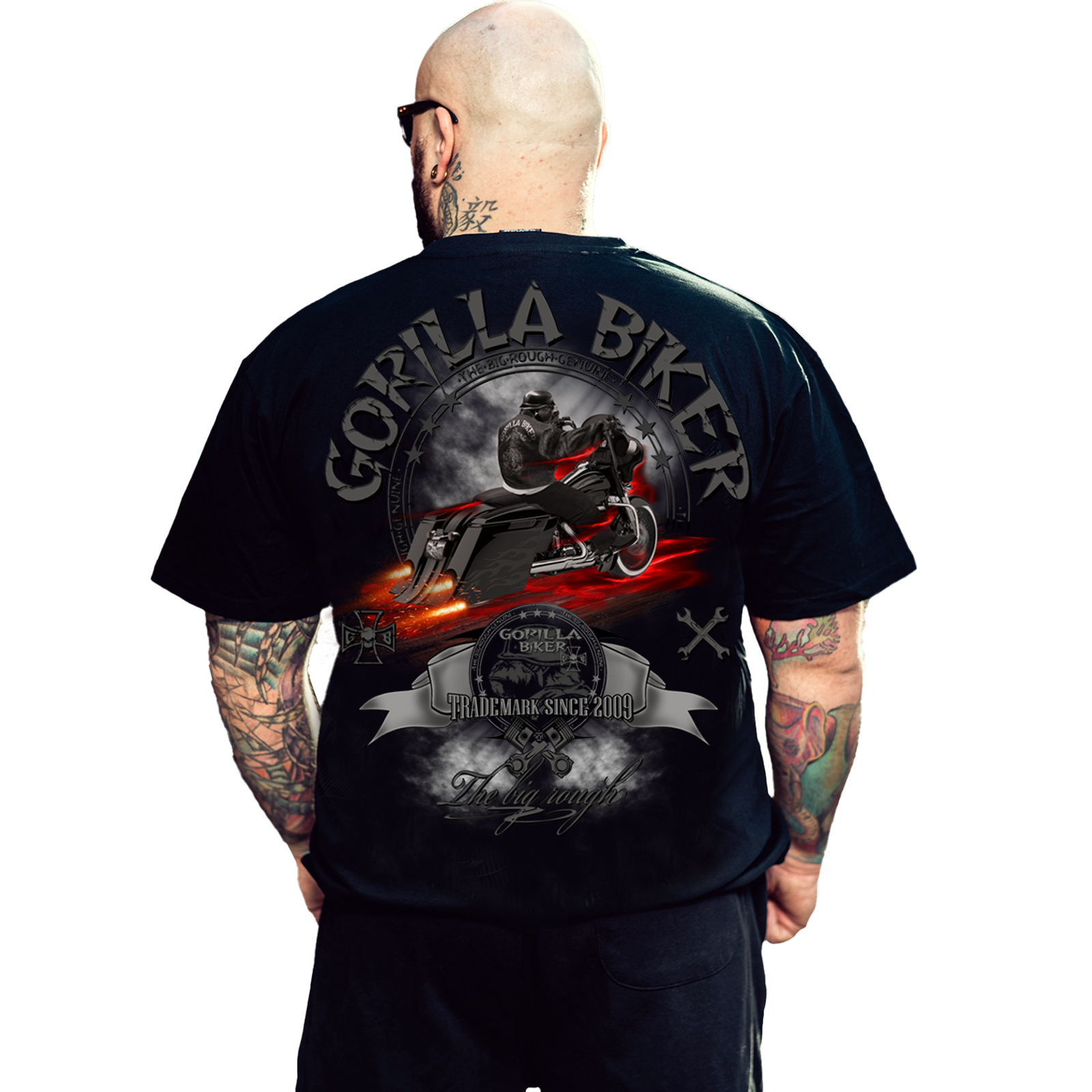 T-Shirt ( GB74R Gorilla Biker Bad Bagger ) Rückendruck7
