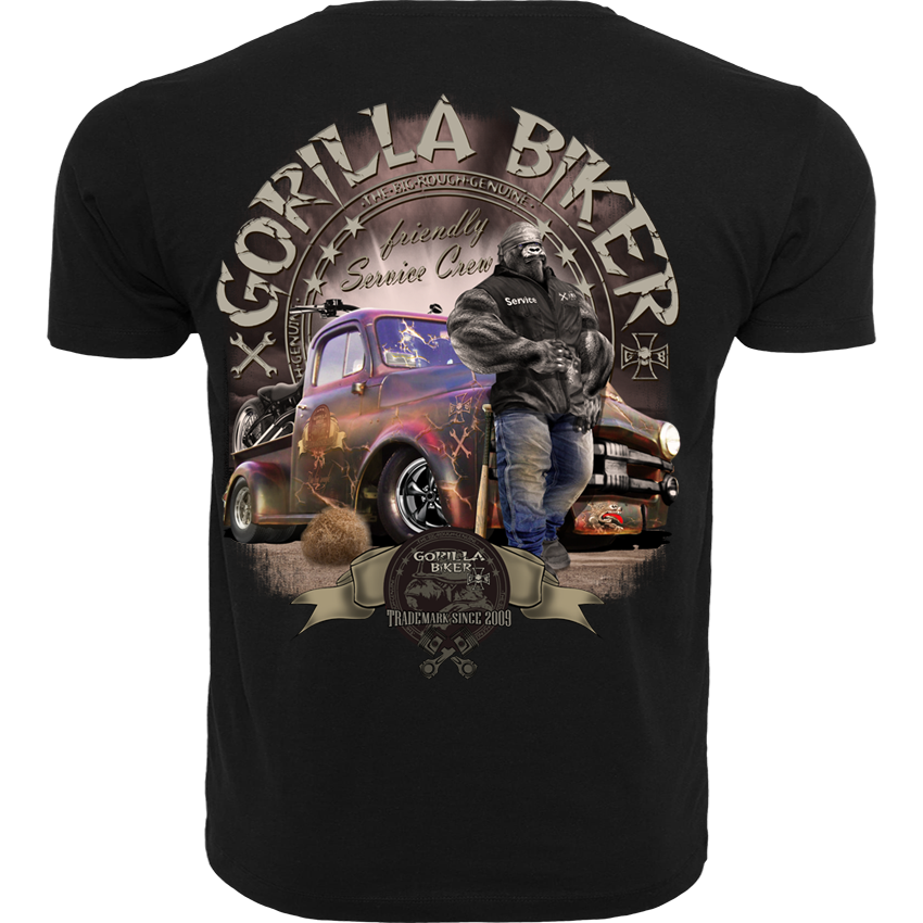 Gorilla Biker T-Shirt GB75 „Friendly Service Crew“ – Backprint