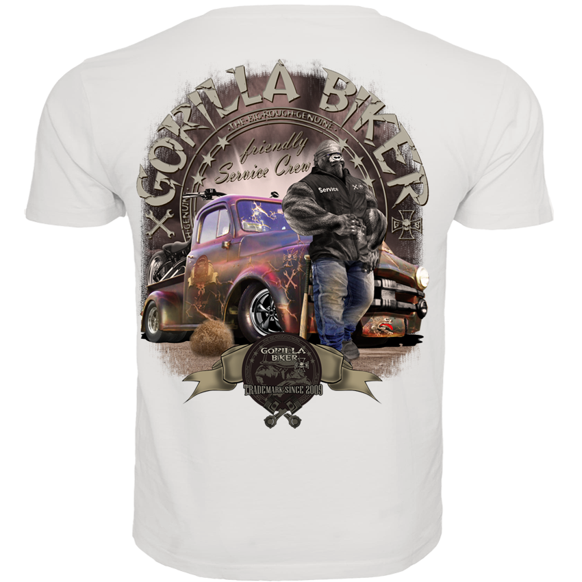 Gorilla Biker T-Shirt GB75 „Friendly Service Crew“ – Backprint