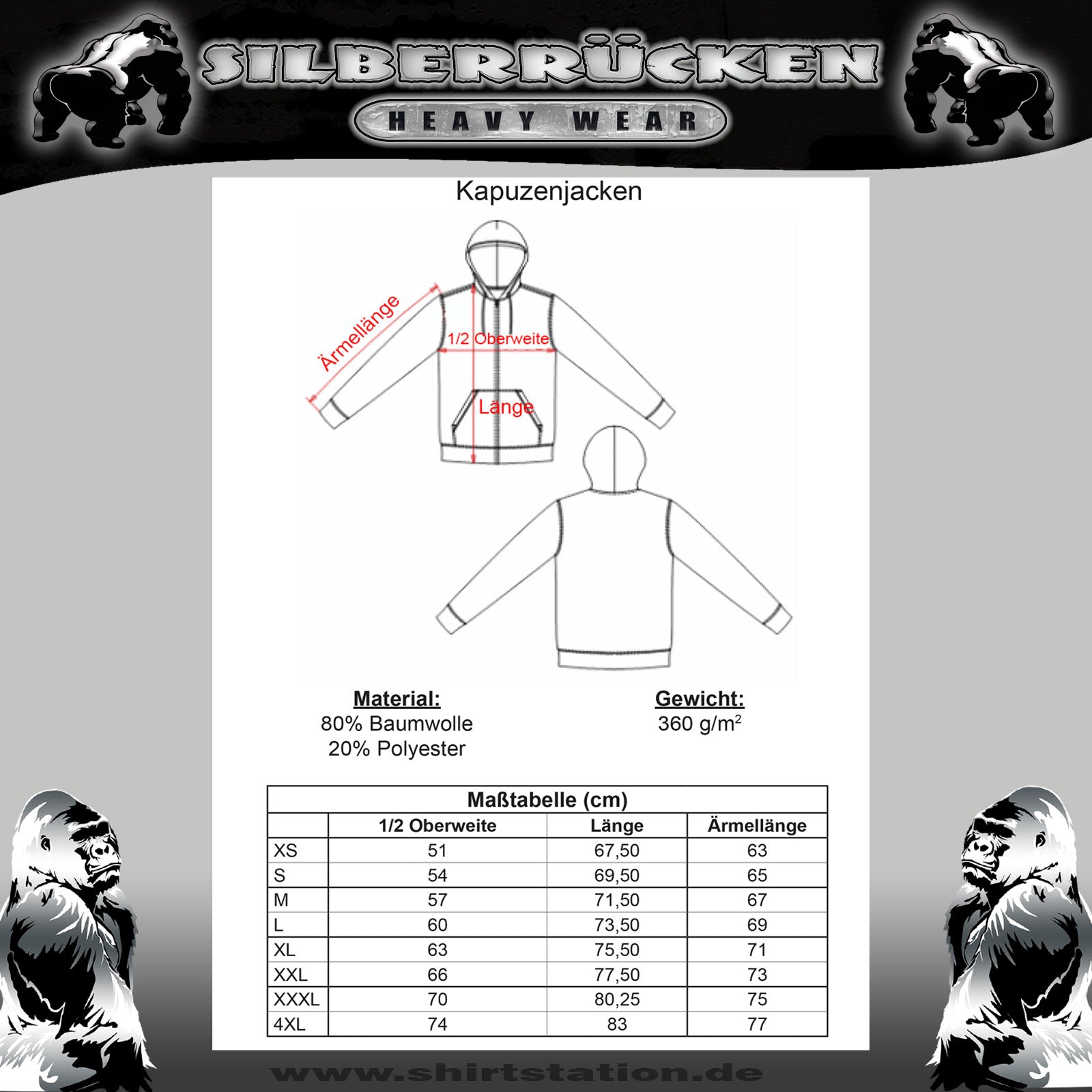 Herren Stick Kapuzenjacke ( GB5 Gorilla Biker Big Wheel )